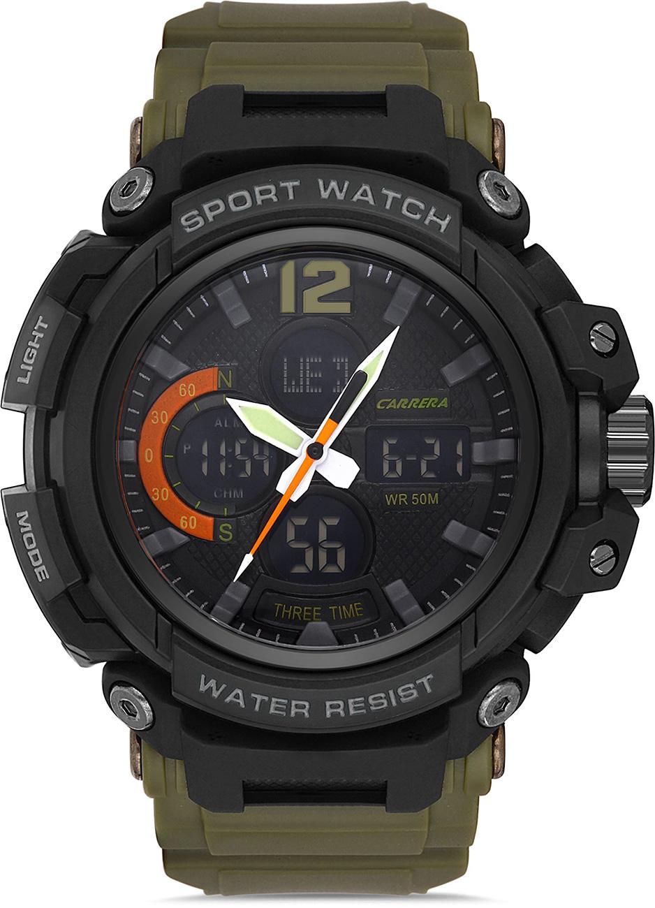 Carrera CRR-M13SK43-AD03 Pusulalı Takvimli 51 mm Yeşil Silikon Kordon Analog Kol Saati