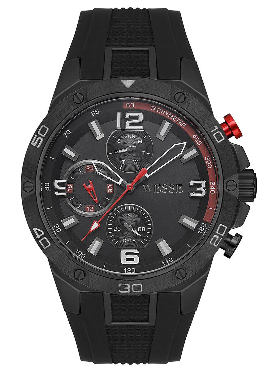 Wesse WWG402301 Pusulalı Takvimli 45 mm Siyah Silikon Kordon Analog Erkek Kol Saati