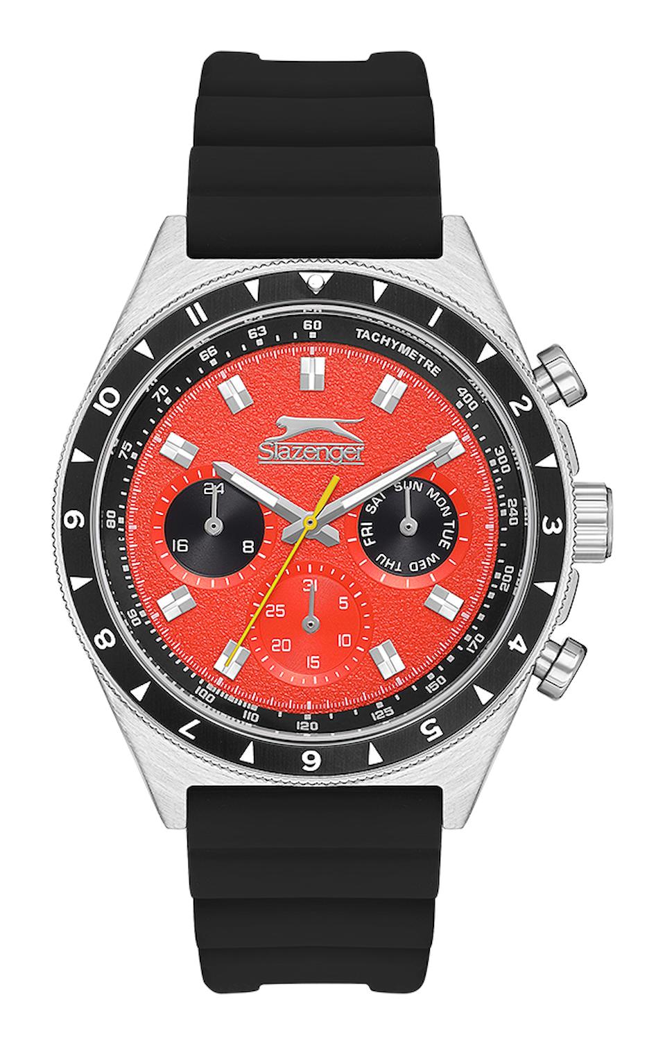 Slazenger SL.09.2247.2.06 Takvimli 45 mm Siyah Silikon Kordon Analog Erkek Kol Saati