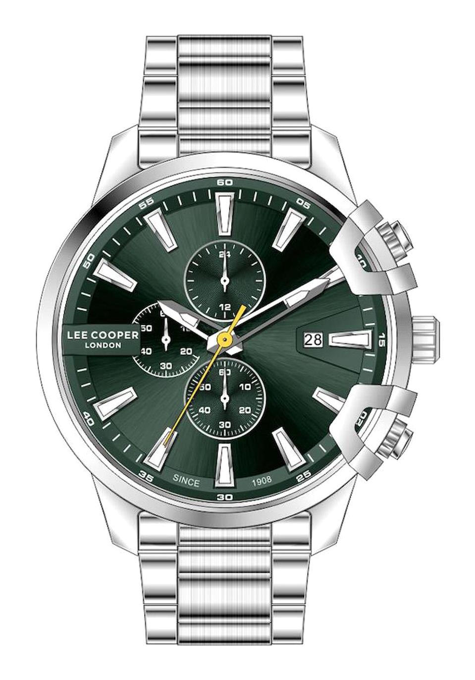 Lee Cooper LC07707.370 Takvimli Metal Kordon Analog Erkek Kol Saati