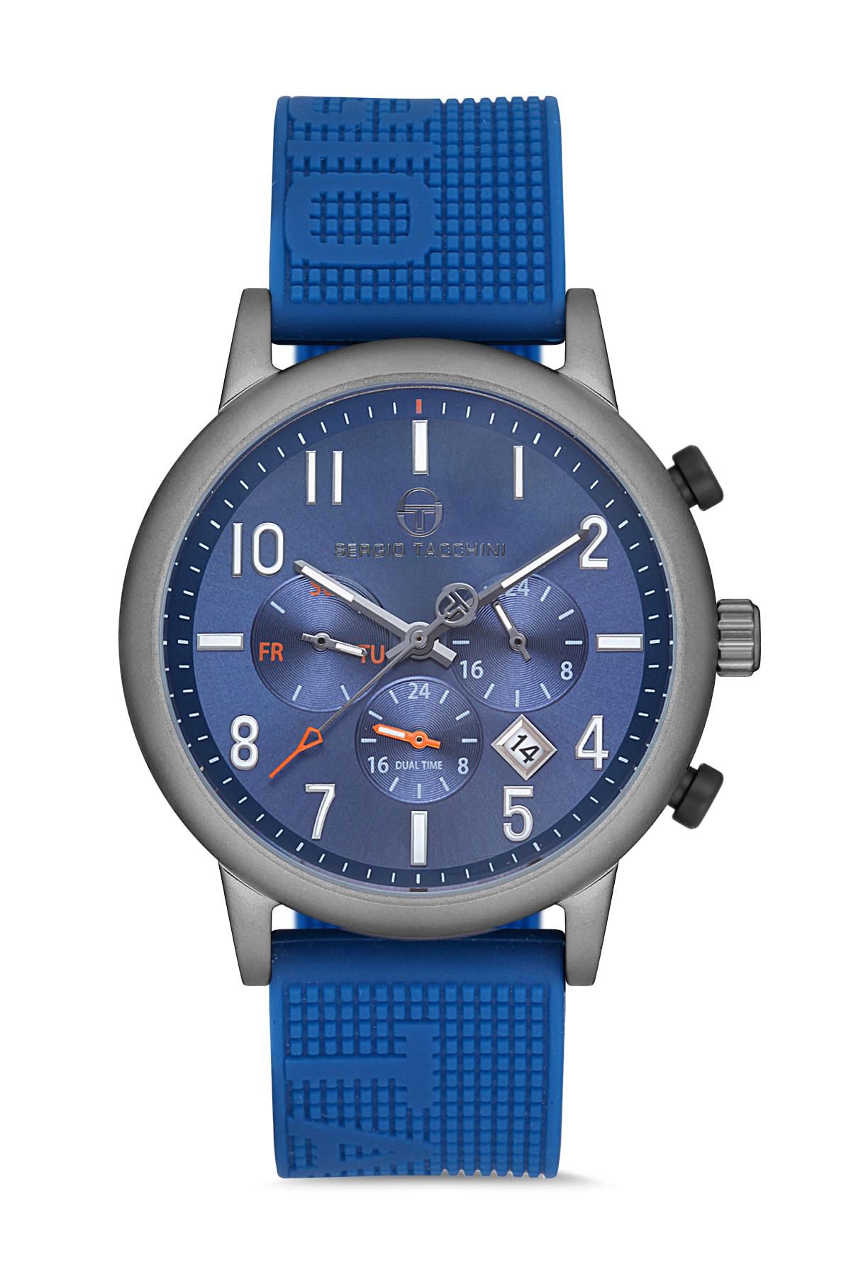 Sergio Tacchini ST.1.10105.3 Takvimli 45 mm Lacivert Silikon Kordon Analog Erkek Kol Saati