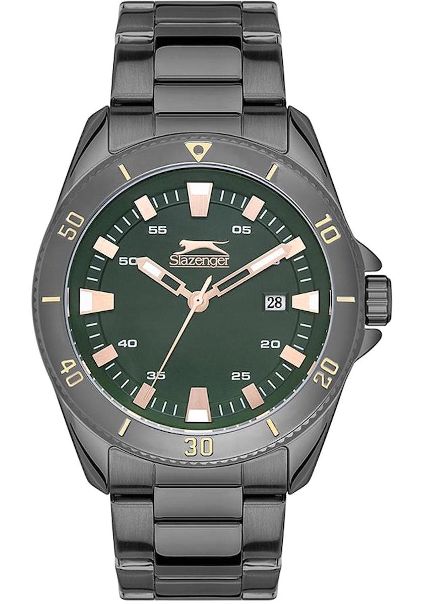 Slazenger SL.09.2114.2.02 Takvimli 44 mm Füme Çelik Kordon Analog Erkek Kol Saati