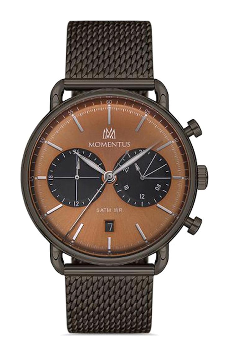 Momentus CC286N-06SN Takvimli 43 mm Kahverengi Çelik Kordon Analog Erkek Kol Saati