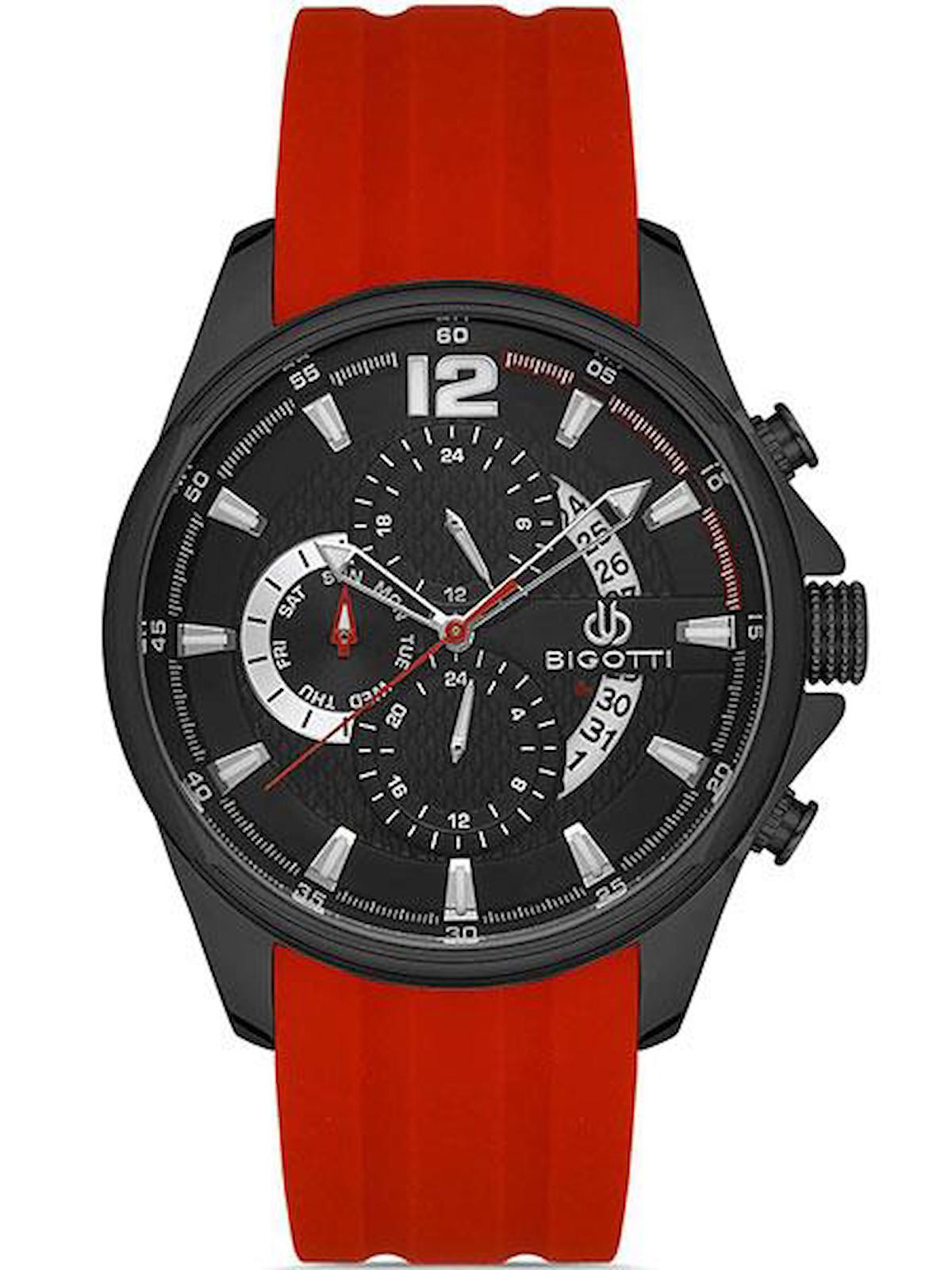 Bigotti BG.1.10402.5 Takvimli Kırmızı Silikon Kordon Analog Erkek Kol Saati