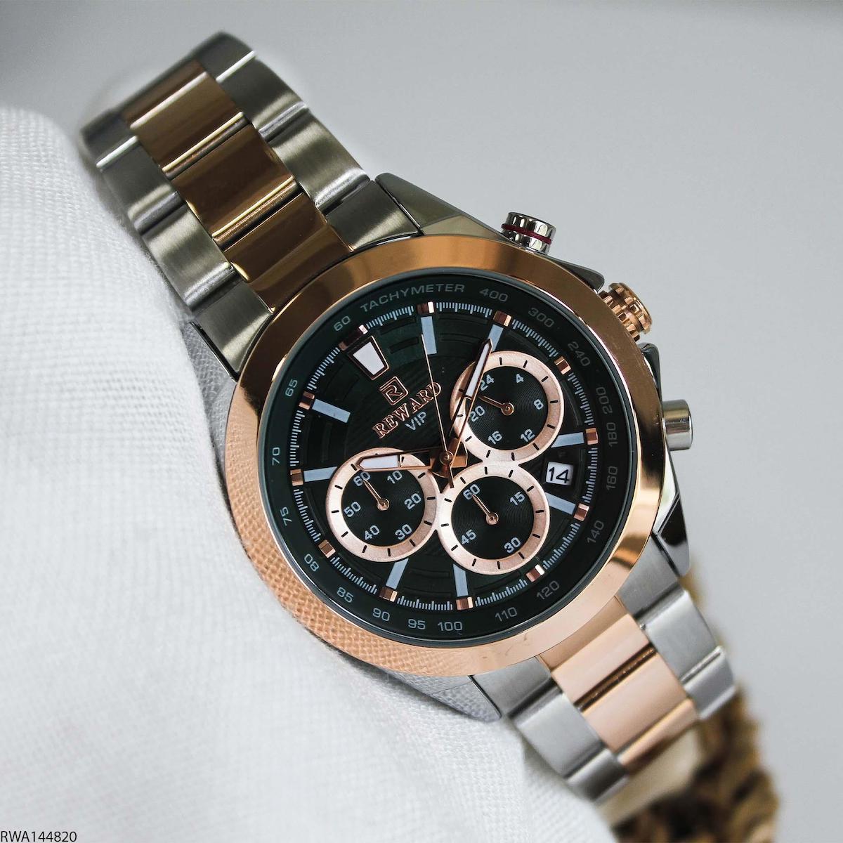 Reward RWA144820 Takvimli 42 mm Gri-Rose Gold Çelik Kordon Analog Erkek Kol Saati
