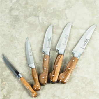 Lilys Kitchenware Lazoglu Özel Üretim Ceviz Ağacı 5+1 Parça Çelik Şef Bıçak Seti, El Yapımı Bıçak, Sürmene, Mega Set, Takozlu, Tezgahüstü Bıçak - 1 Adet
