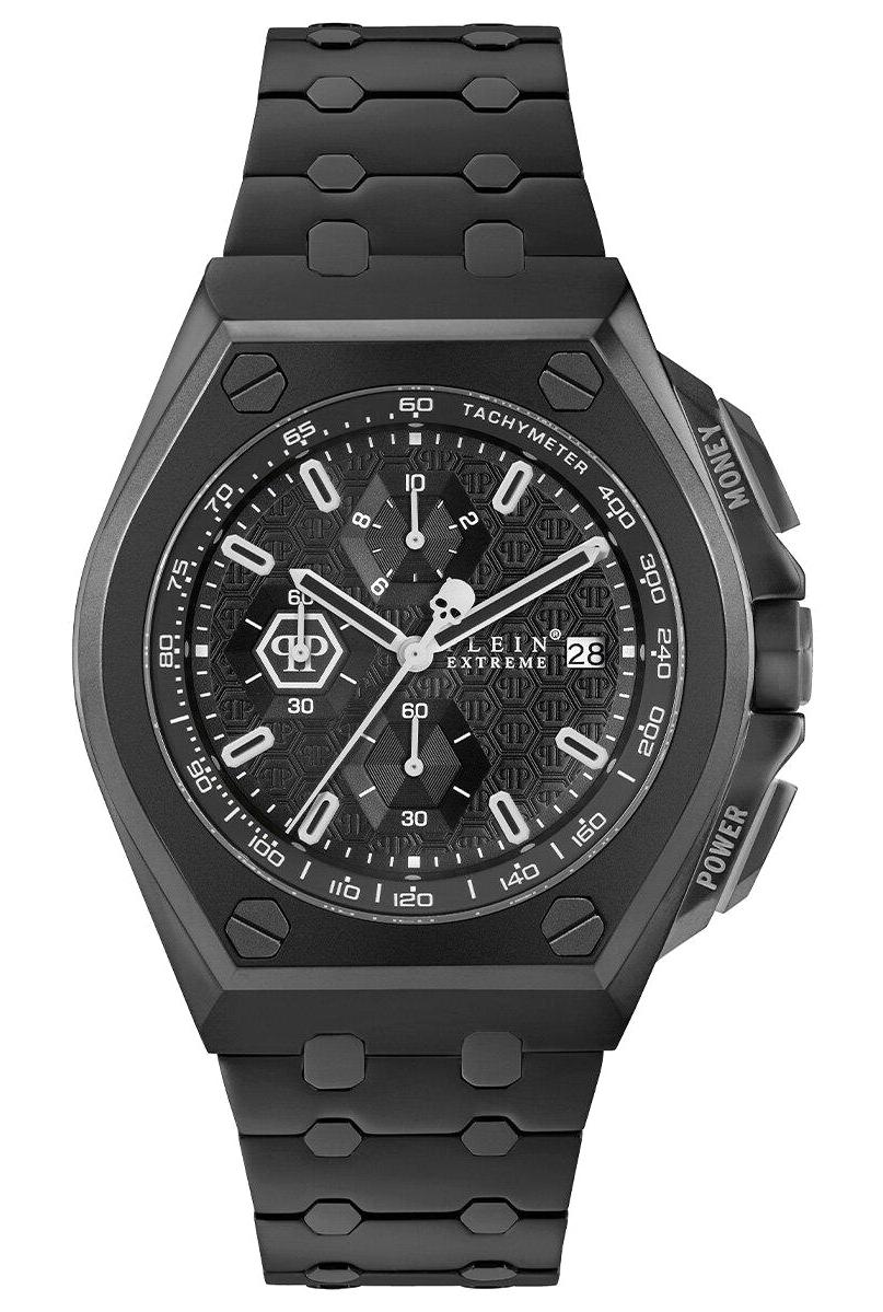 Philipp Plein PWGAA0821 Takvimli 45 mm Siyah Çelik Kordon Analog Erkek Kol Saati