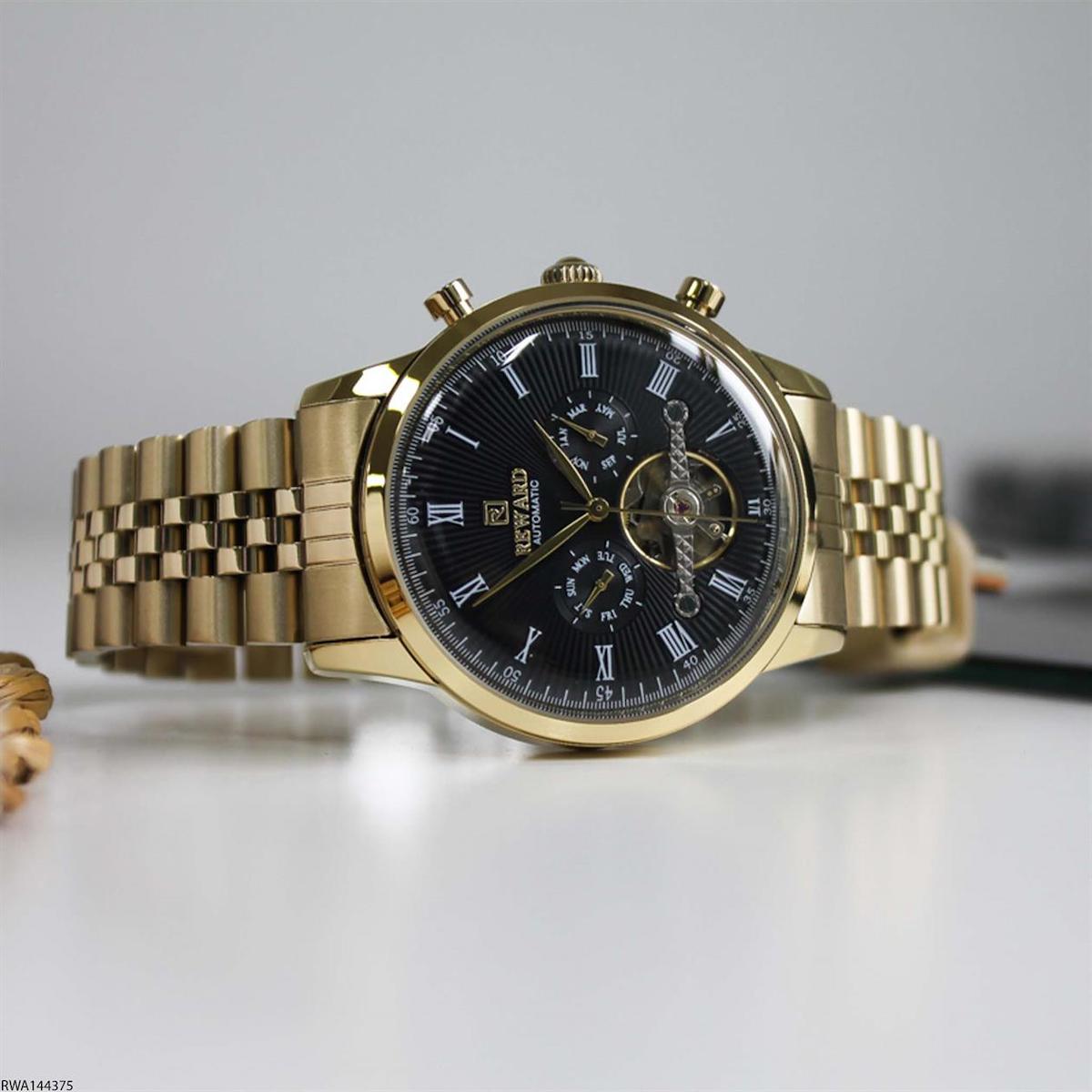 Reward RWA144375 Takvimli 44 mm Altın Çelik Kordon Analog Erkek Kol Saati