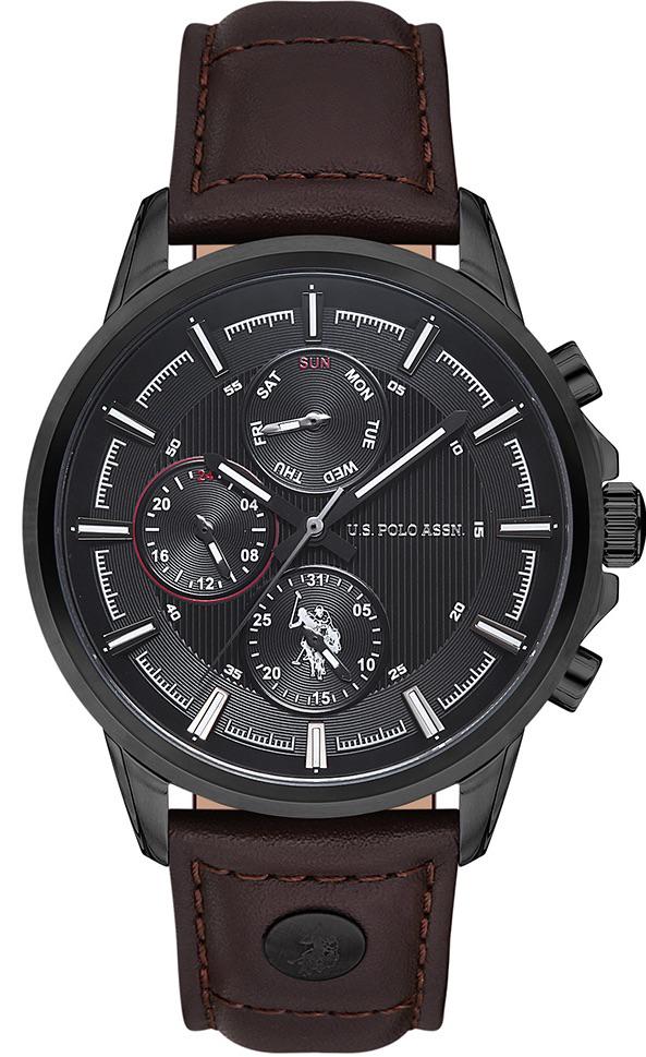 U.S. Polo Assn USPA1016-04 Takvimli 44 mm Kahverengi Deri Kordon Analog Erkek Kol Saati