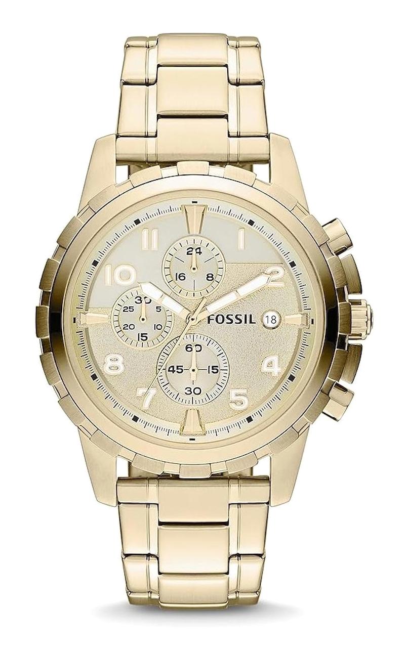 Fossil FS4867 Takvimli 44 mm Altın Çelik Kordon Analog Erkek Kol Saati