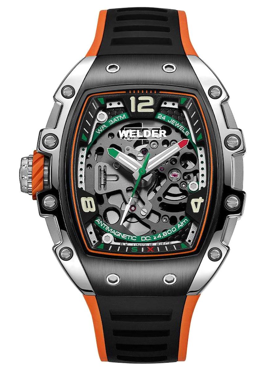 Welder Watch WRT1002 Pusulalı Takvimli 44 mm Siyah-Turuncu Silikon Kordon Analog Erkek Kol Saati