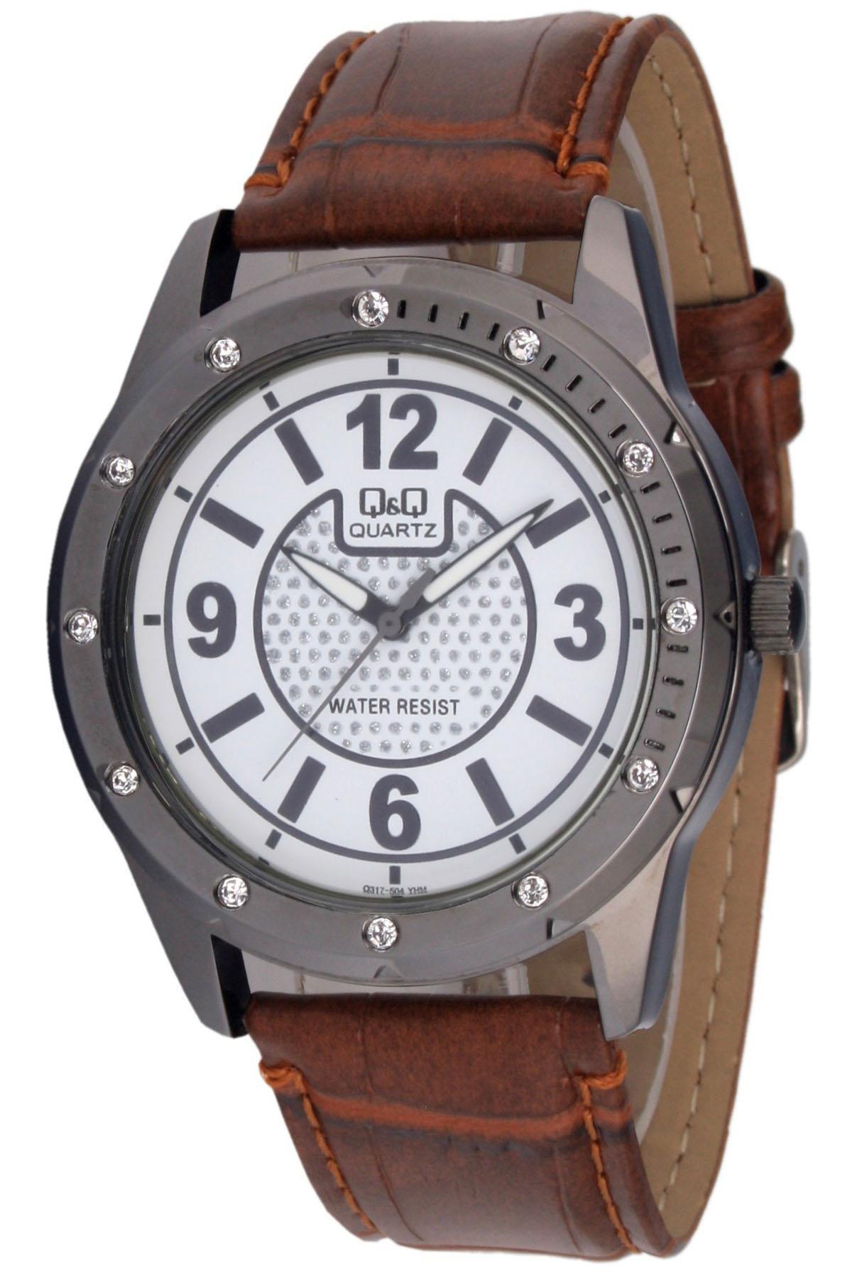 Q&Q 3A362 42 mm Kahverengi Deri Kordon Analog Erkek Kol Saati