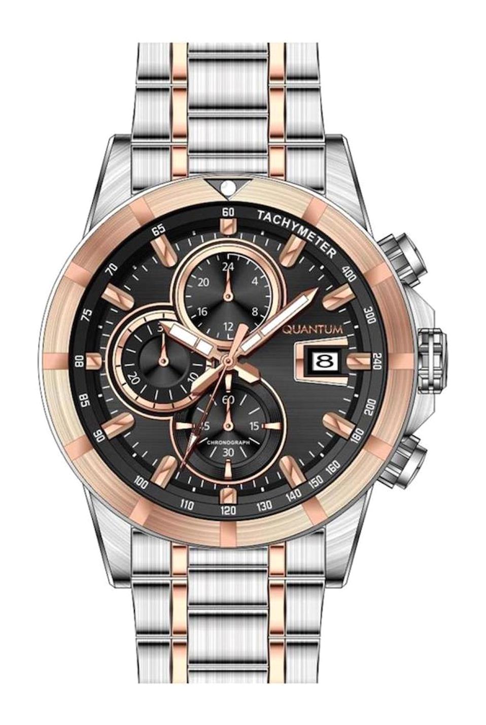 Quantum HNG1067.550 Takvimli 46-50 mm Gri Silikon Kordon Analog Erkek Kol Saati