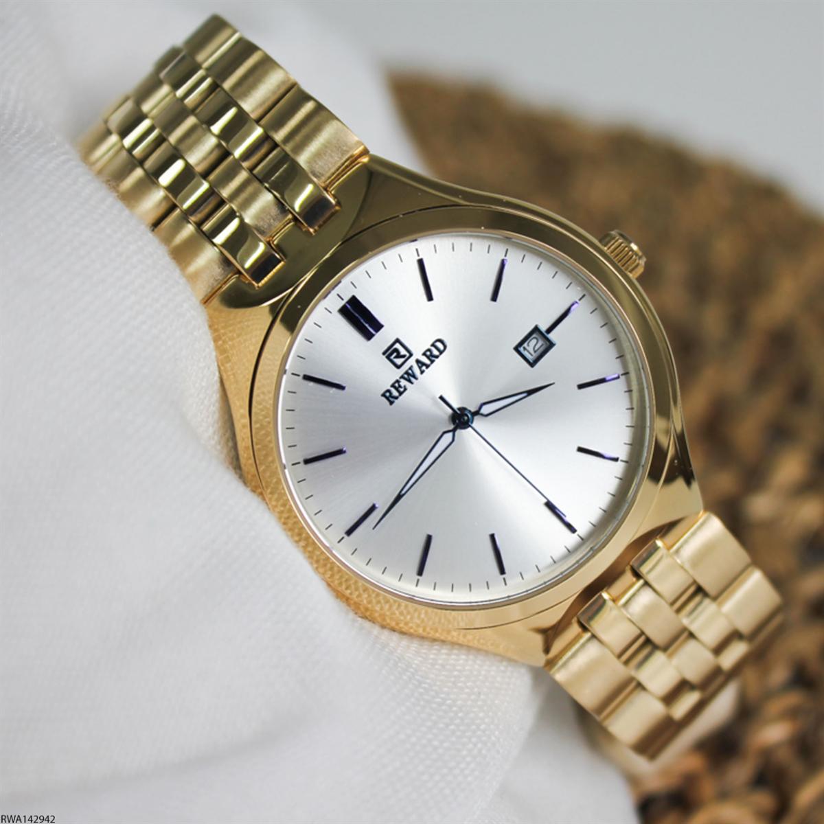 Reward RWA142942 Takvimli 42 mm Altın Çelik Kordon Analog Erkek Kol Saati