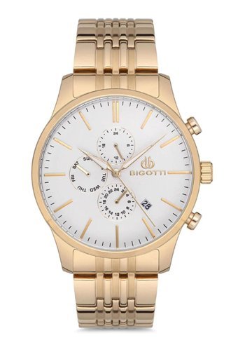 Bigotti BG.1.10153.6 Takvimli 44 mm Altın Çelik Kordon Analog Erkek Kol Saati