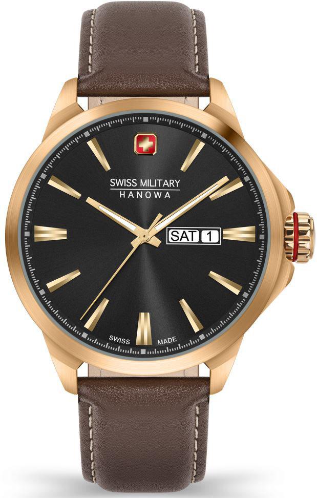 Swiss Military 06-4346.31.007 Takvimli 44 mm Kahverengi Deri Kordon Analog Erkek Kol Saati