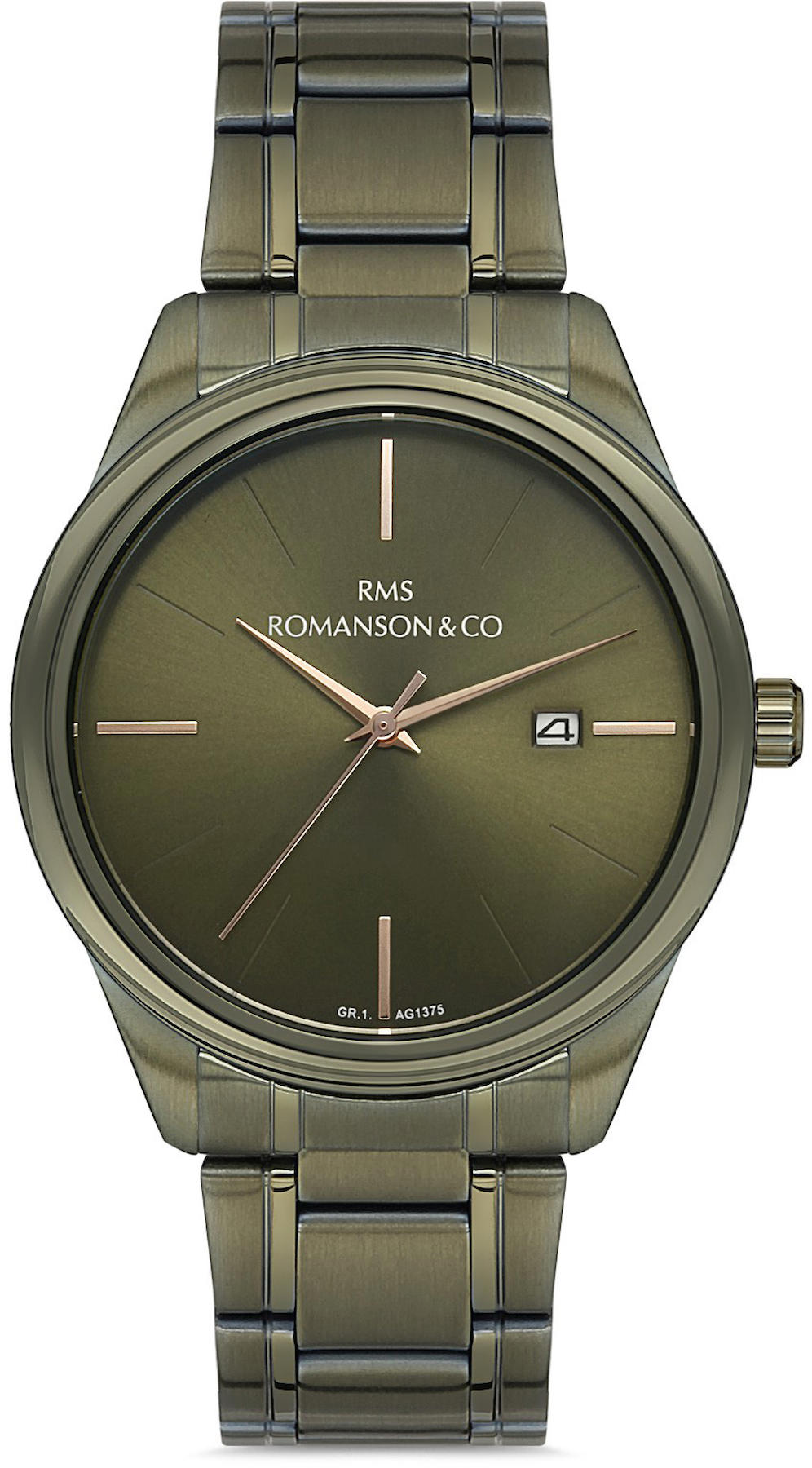 Romanson GR.1.AG1375.24 Takvimli 42 mm Yeşil Çelik Kordon Analog Kol Saati