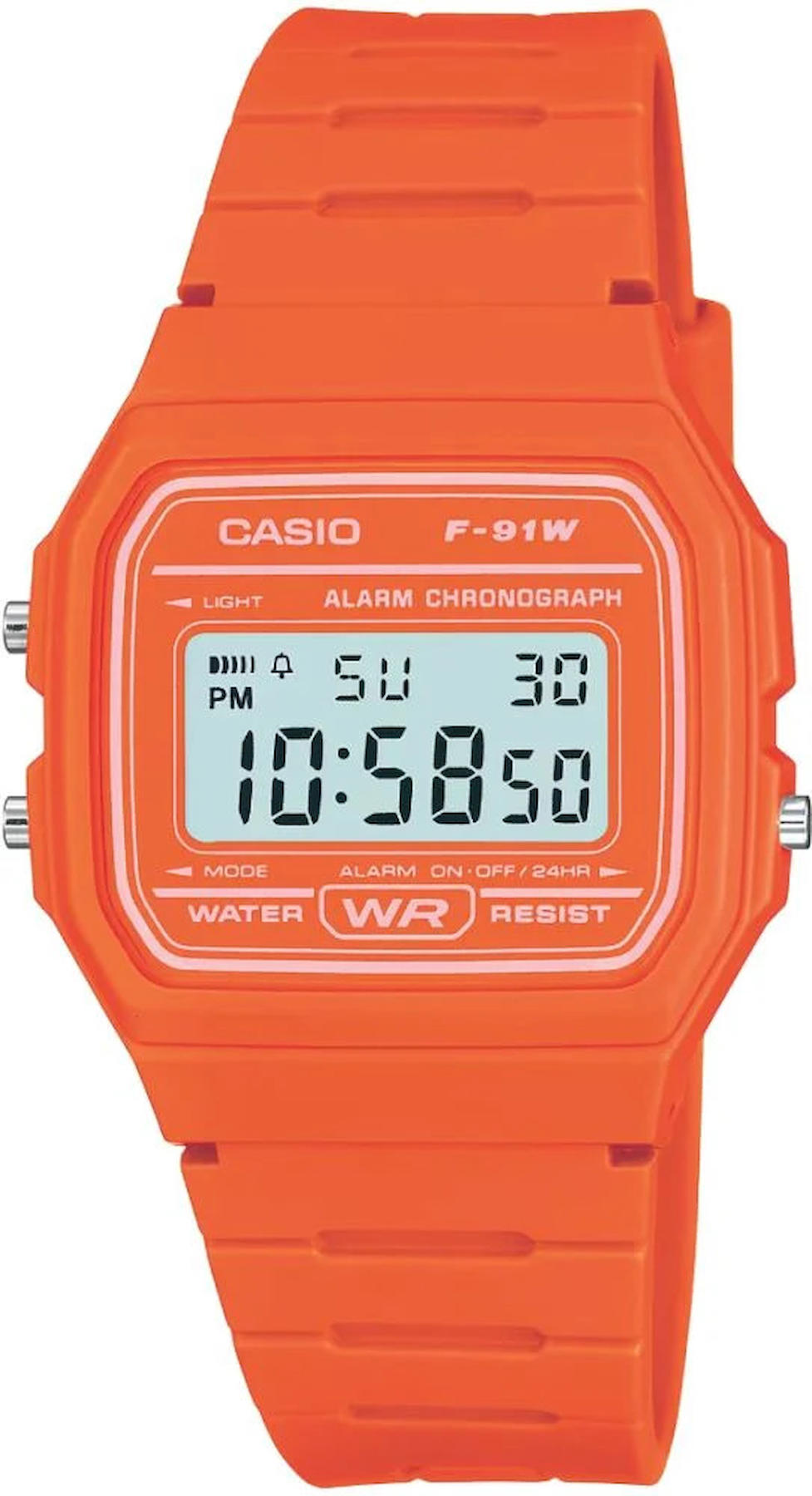 Casio F-91WC-4A2DF Takvimli 35.2 mm Turuncu Silikon Kordon Dijital Kol Saati
