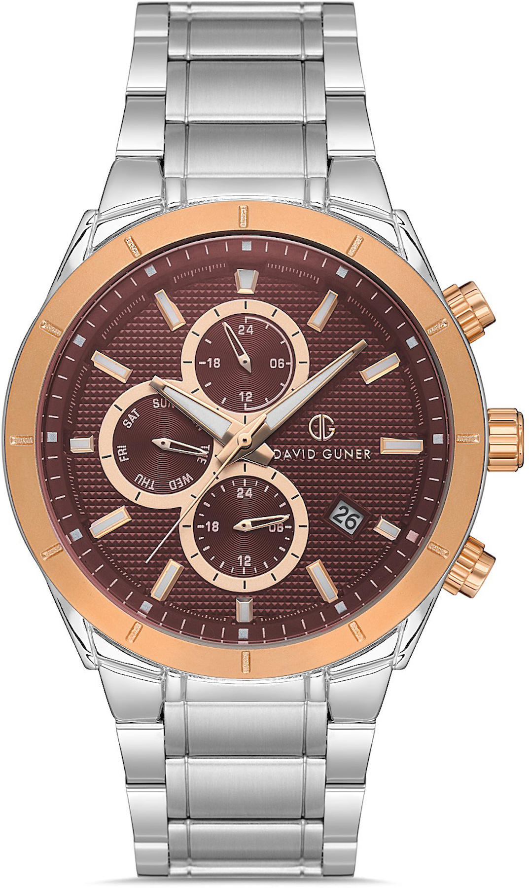 David Guner DG-8645GA-E6 Takvimli 42 mm Metal Kordon Analog Kol Saati