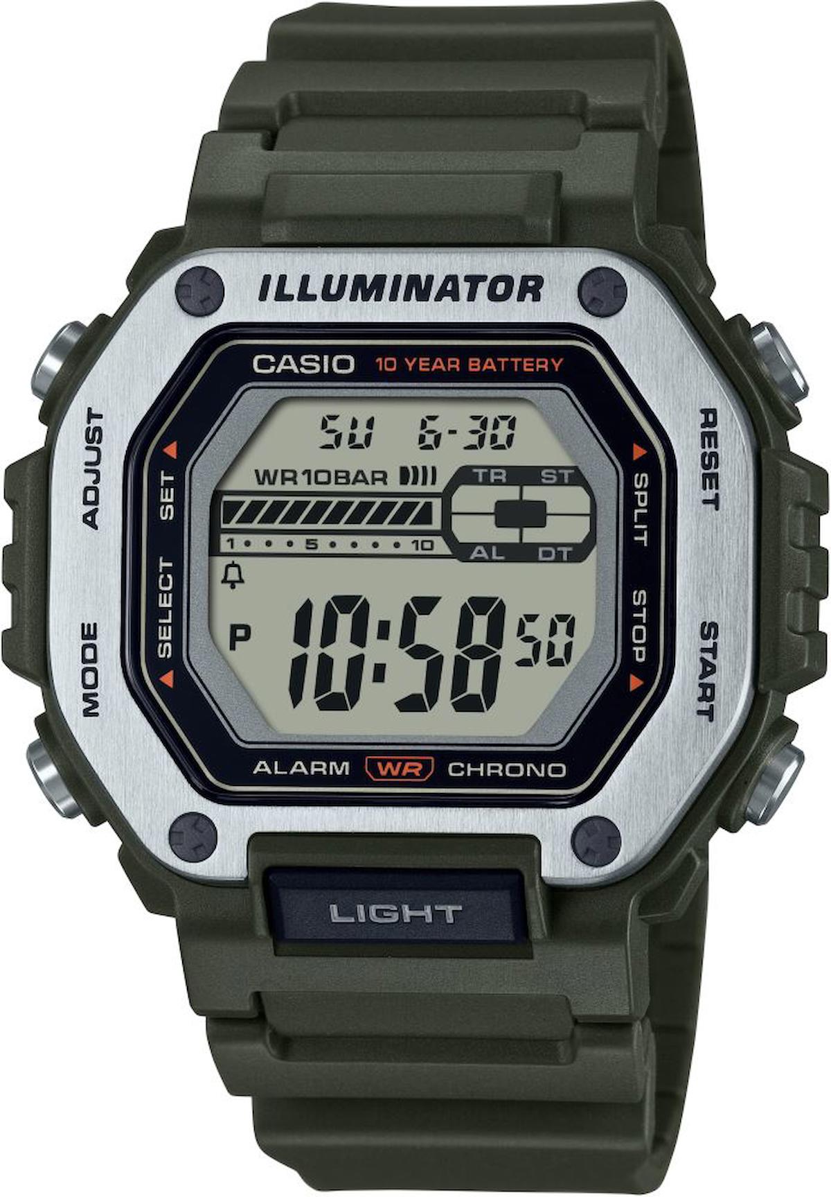 Casio MWD-110H-3AVDF Takvimli Yeşil Plastik Kordon Dijital Erkek Kol Saati
