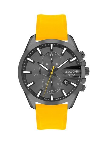 Lee Cooper LC07522.066-NM Takvimli 44 mm Sarı Silikon Kordon Analog Erkek Kol Saati