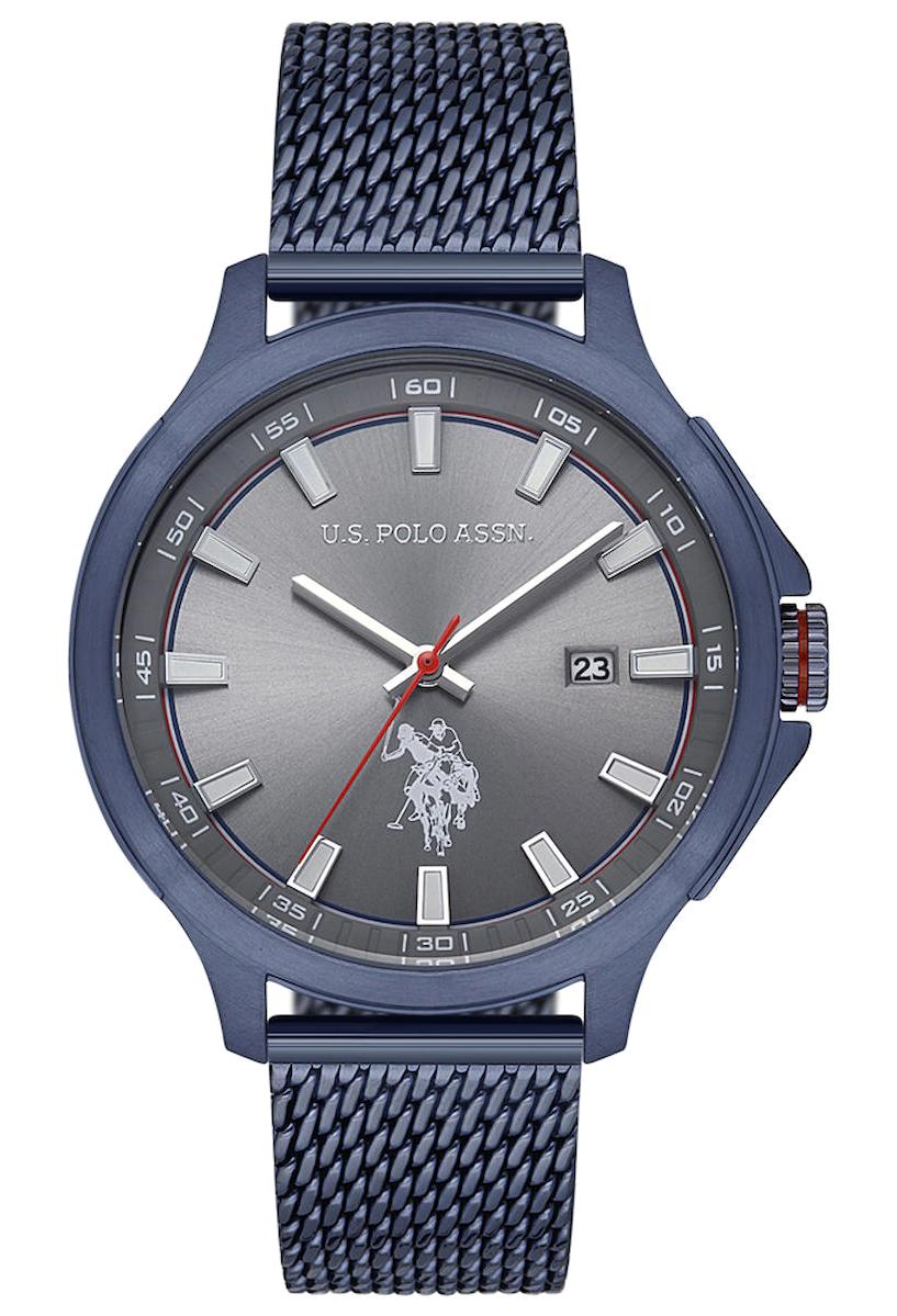 U.S. Polo Assn USPA1032-06 Takvimli 45 mm Mavi Hasır Kordon Analog Erkek Kol Saati