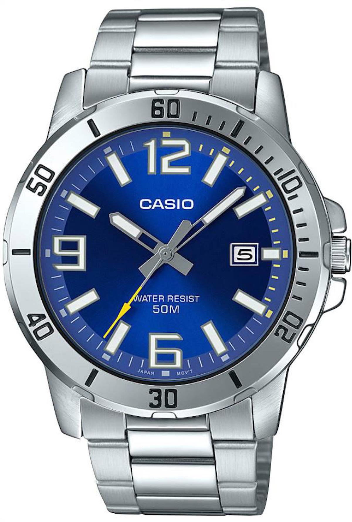 Casio MTP-VD01D-2B2VDF Takvimli 45 mm Çelik Kordon Analog Erkek Kol Saati