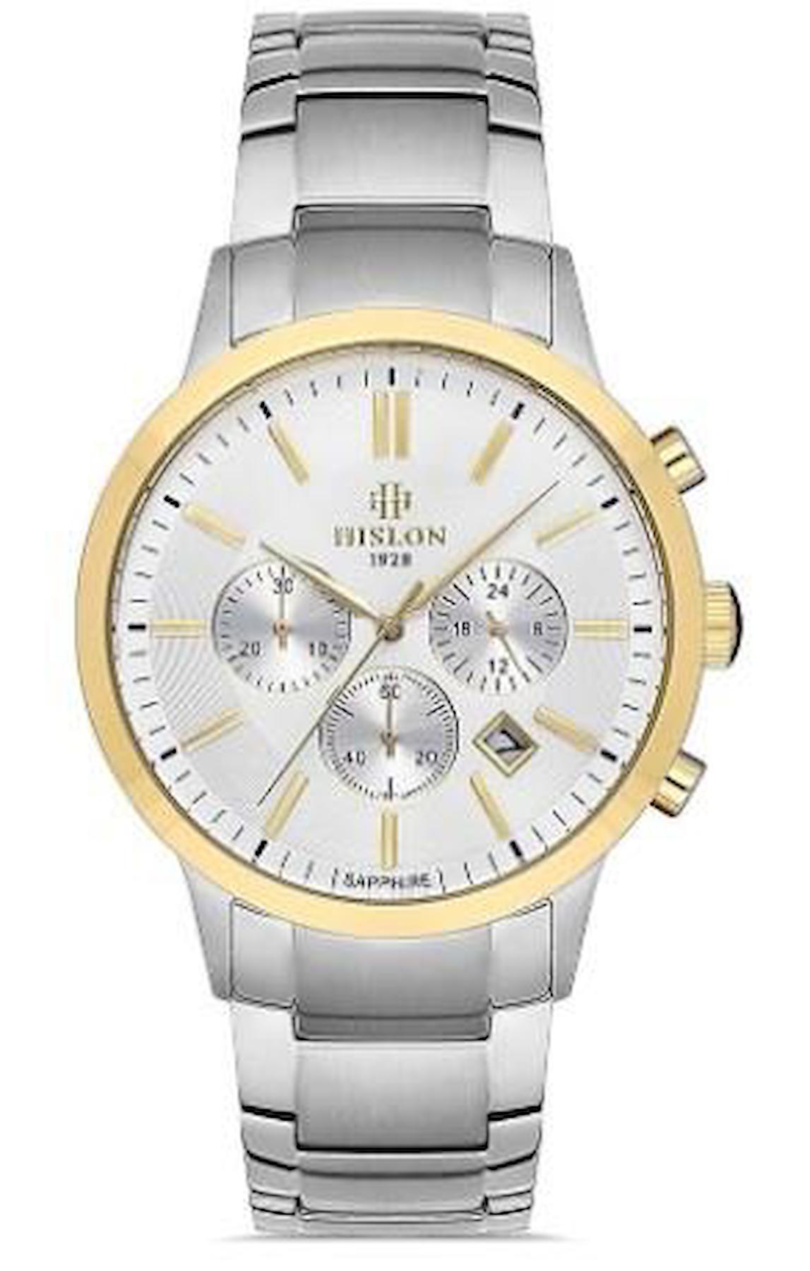 Hislon DT115T-02SG Pusulalı Takvimli 44 mm Çelik Kordon Analog Erkek Kol Saati