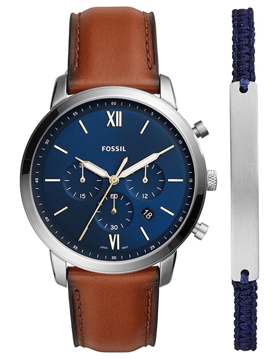 Fossil FFS5708SET Takvimli 44 mm Kahverengi Deri Kordon Analog Erkek Kol Saati