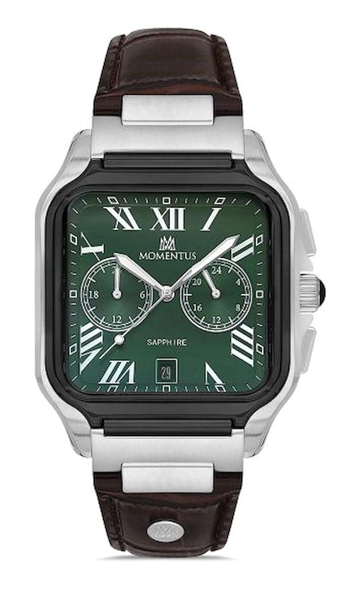 Momentus TM348T-15KS Takvimli 40 mm Siyah Deri Kordon Analog Erkek Kol Saati