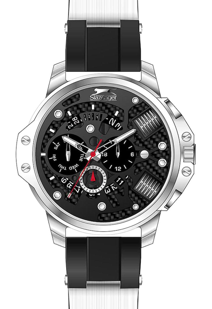 Slazenger SL.09.2212.2.01 Takvimli 45 mm Gri-Siyah Silikon Kordon Analog Erkek Kol Saati