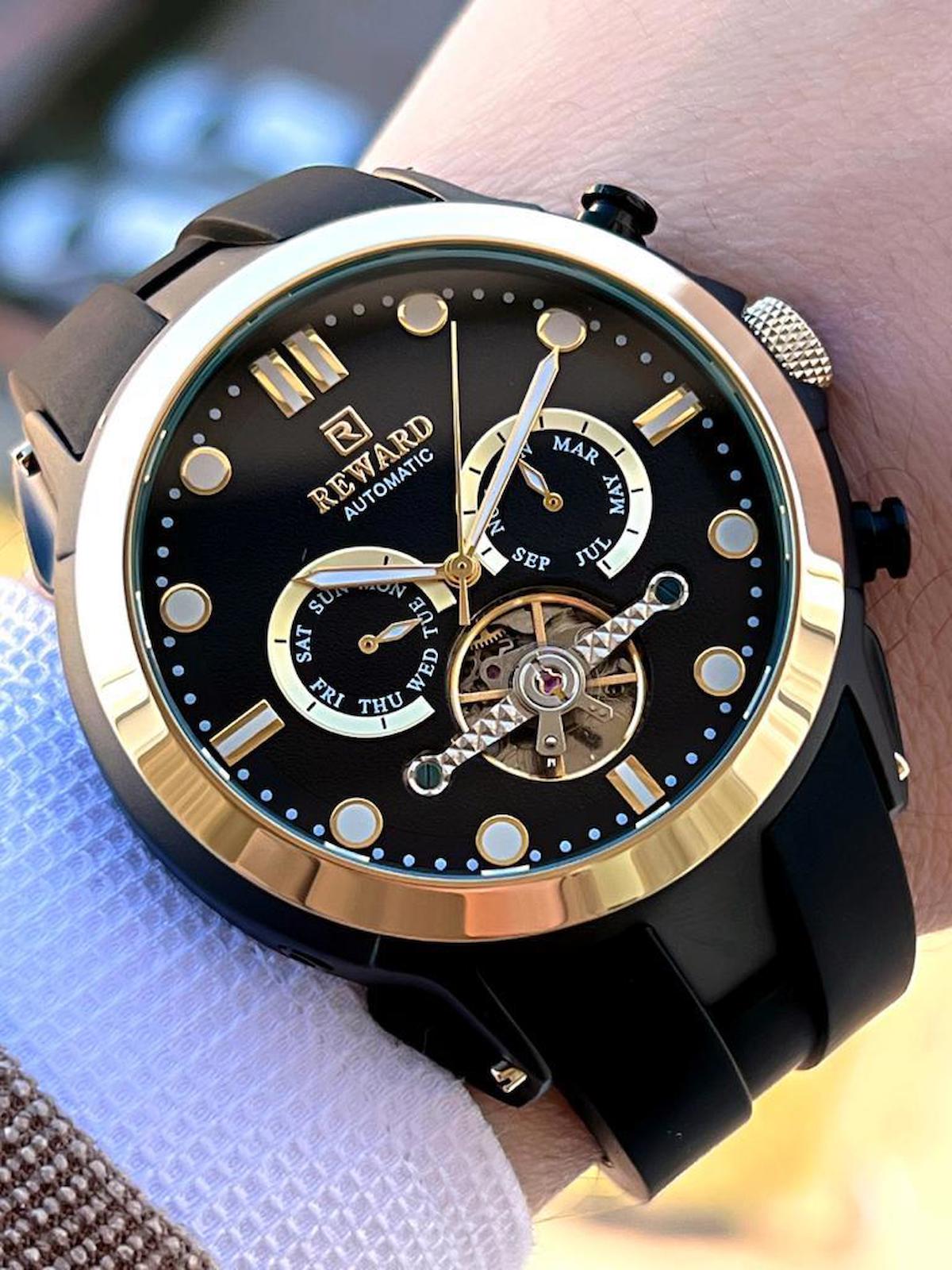 Reward EA.144947 Takvimli 45 mm Siyah Silikon Kordon Analog Erkek Kol Saati