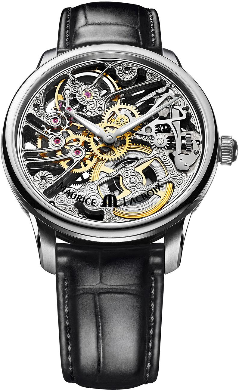 Maurice Lacroix MP7208-SS001-000 Takvimli 44 mm Siyah Deri Kordon Analog Kol Saati