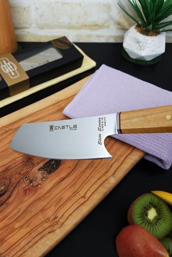 CASTLE KITCHEN Elite Serisi 3'lü Mutfak Bıçak Seti Et Sebze Şef Bıçağı ( Kiritsuke-santakubig-santakusmall )