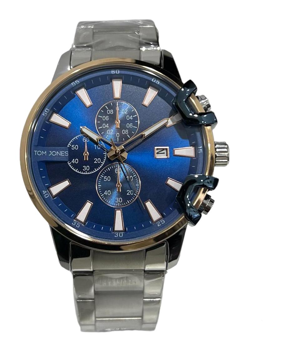 Tom Jones TJ-1-2152-02 Takvimli 44 mm Çelik Kordon Analog Erkek Kol Saati