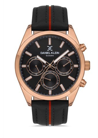 Daniel Klein DKE.1.10347.4 Takvimli 44 mm Siyah Deri Kordon Analog Erkek Kol Saati