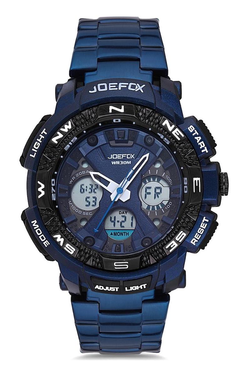 Joefox JOE18324803 Takvimli Lacivert Metal Kordon Analog Erkek Kol Saati