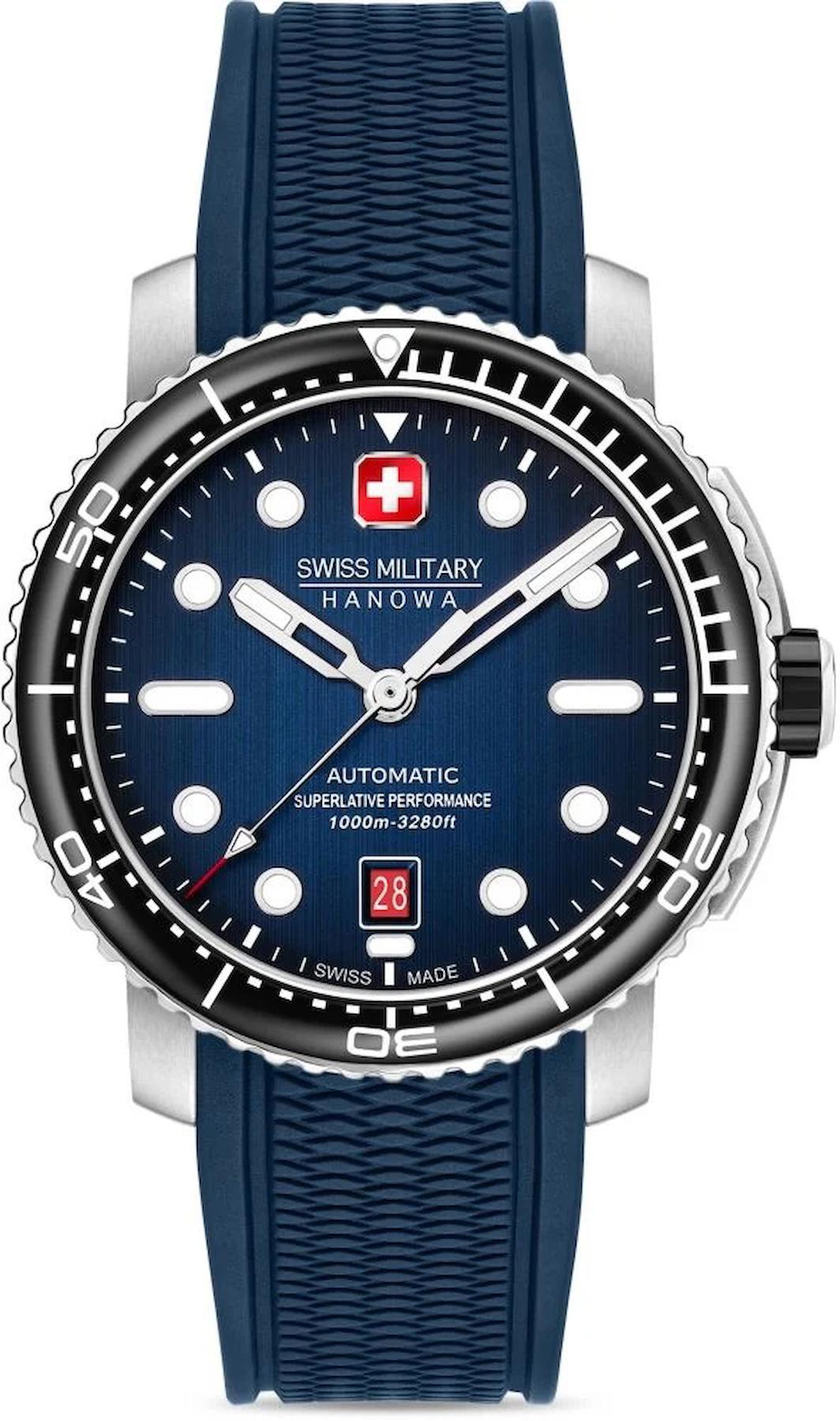 Swiss Military SMWGL0002002 Takvimli 44 mm Lacivert Silikon Kordon Analog Kol Saati