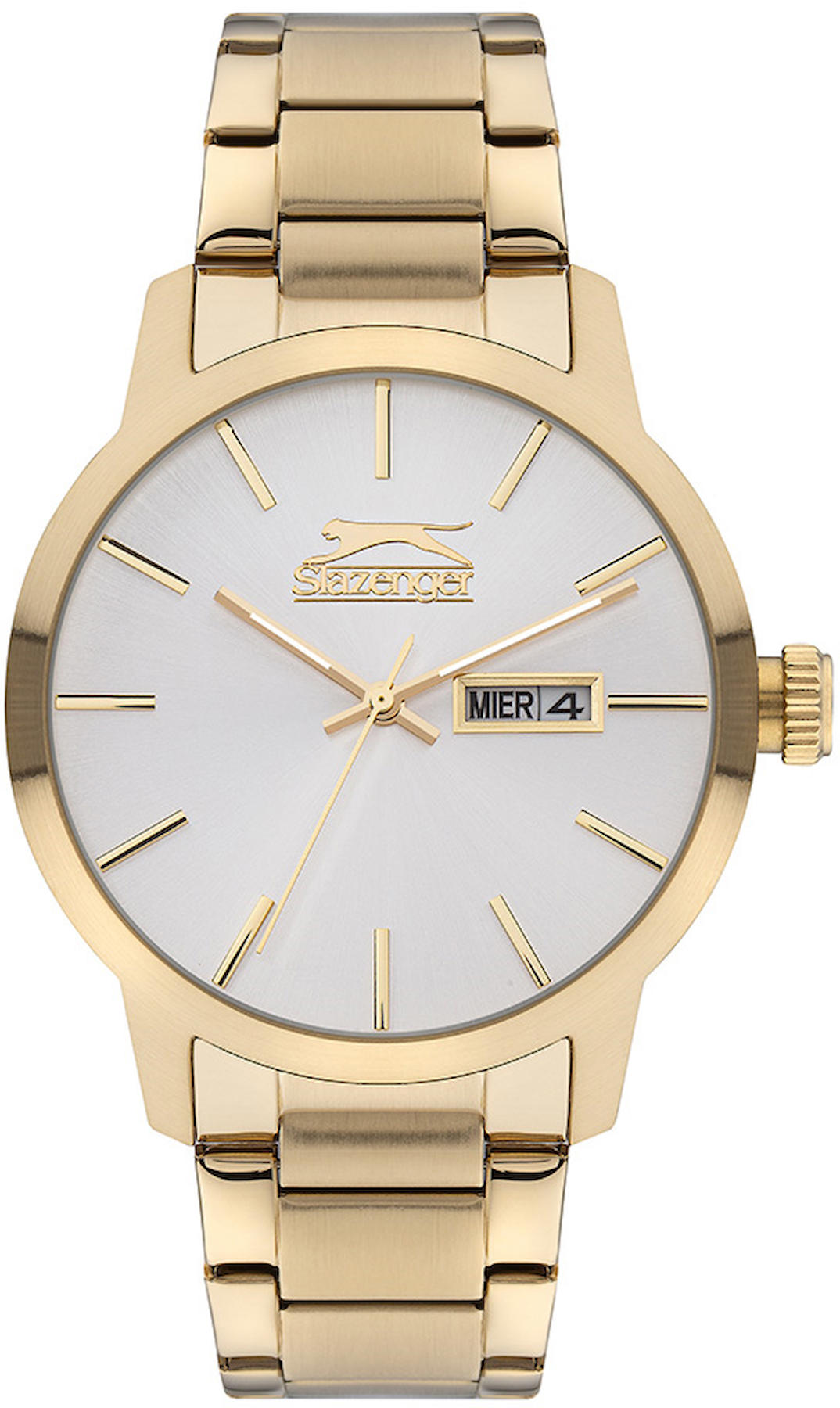 Slazenger SL.09.2189.1.04 Takvimli 45 mm Altın Çelik Kordon Analog Erkek Kol Saati