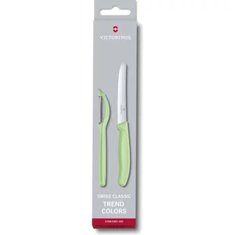 ​​​​Victorinox 6.7116.21L42 Swiss Classic Trend Colors Soyacak ve Domates Bıçak Seti - Yeşil