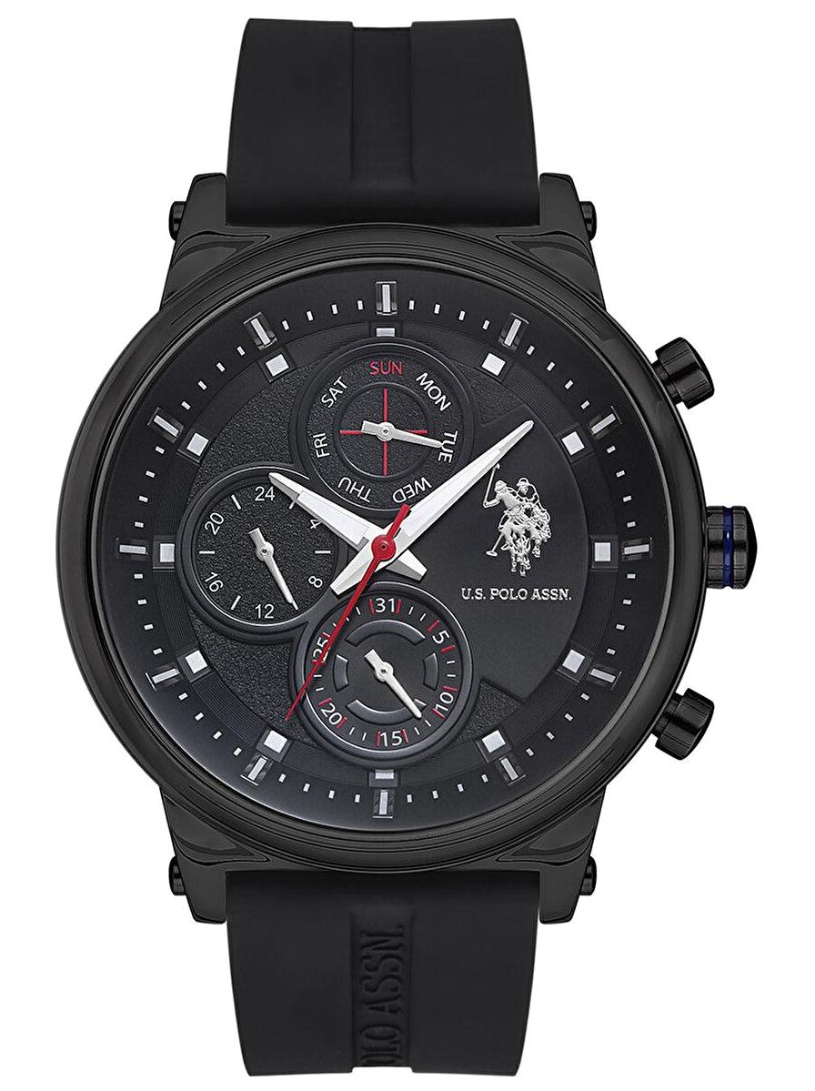 U.S. Polo Assn USPA1008-07 Takvimli 46 mm Siyah Silikon Kordon Analog Erkek Kol Saati