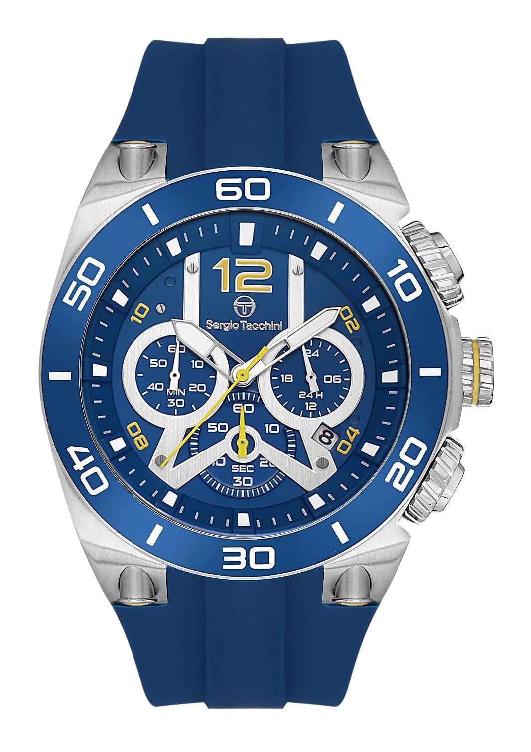 Sergio Tacchini ST.5.10004.2 Takvimli 46 mm Mavi Silikon Kordon Analog Erkek Kol Saati