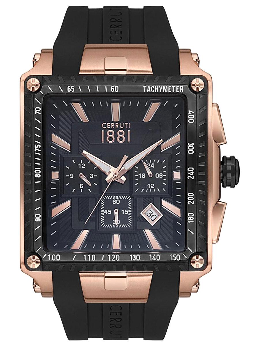 Cerruti 1881 CRA31401 Takvimli Si̇yah Silikon Kordon Analog Erkek Kol Saati