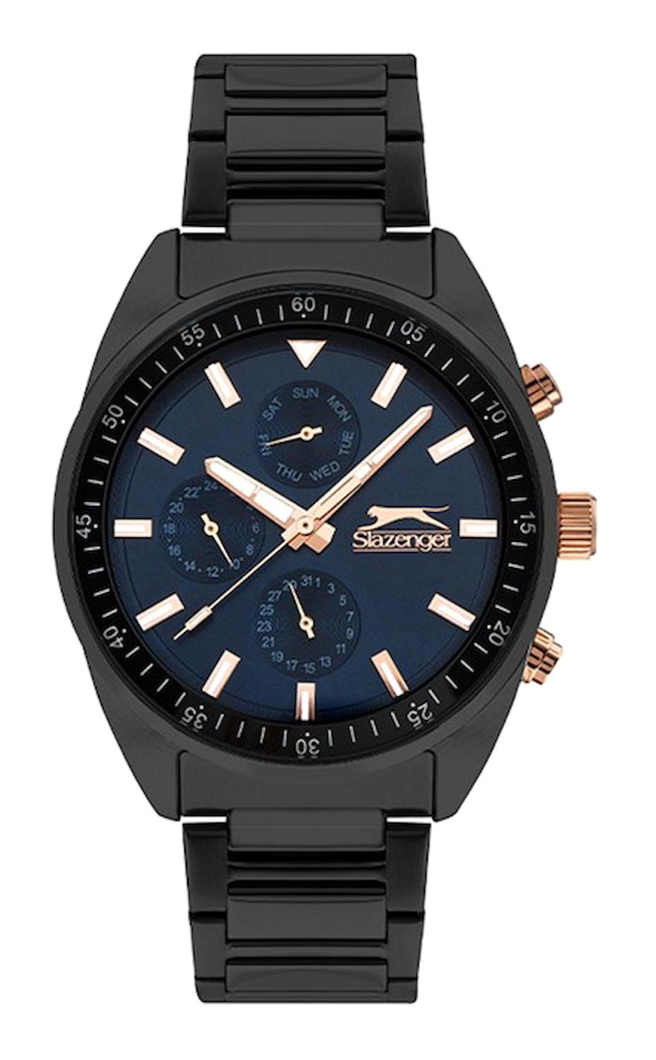 Slazenger SL.09.2040.2.01 Takvimli 44 mm Siyah Metal Kordon Analog Erkek Kol Saati