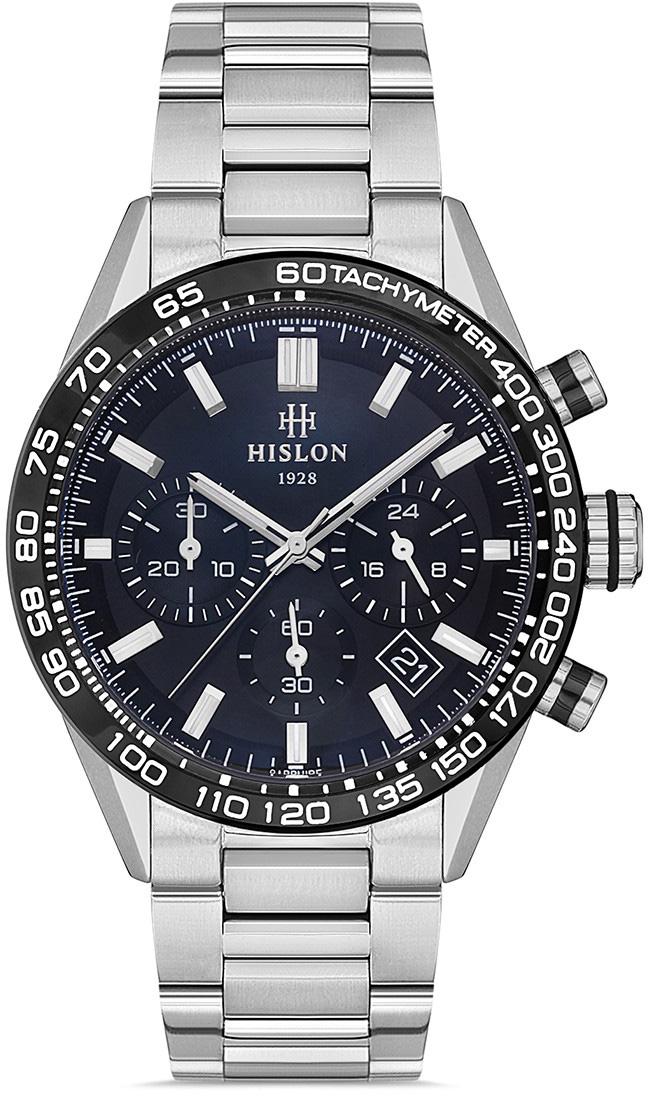 Hislon MS107T-04SS Pusulalı Takvimli 44 mm Çelik Kordon Analog Erkek Kol Saati