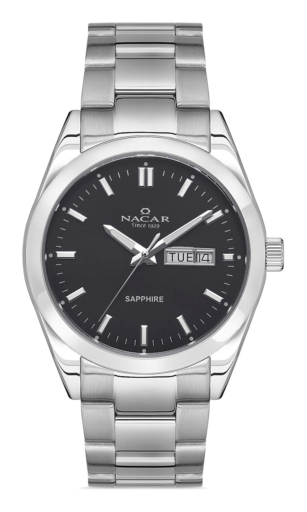 Nacar 31299227ABM Takvimli 44 mm Çelik Kordon Analog Kol Saati