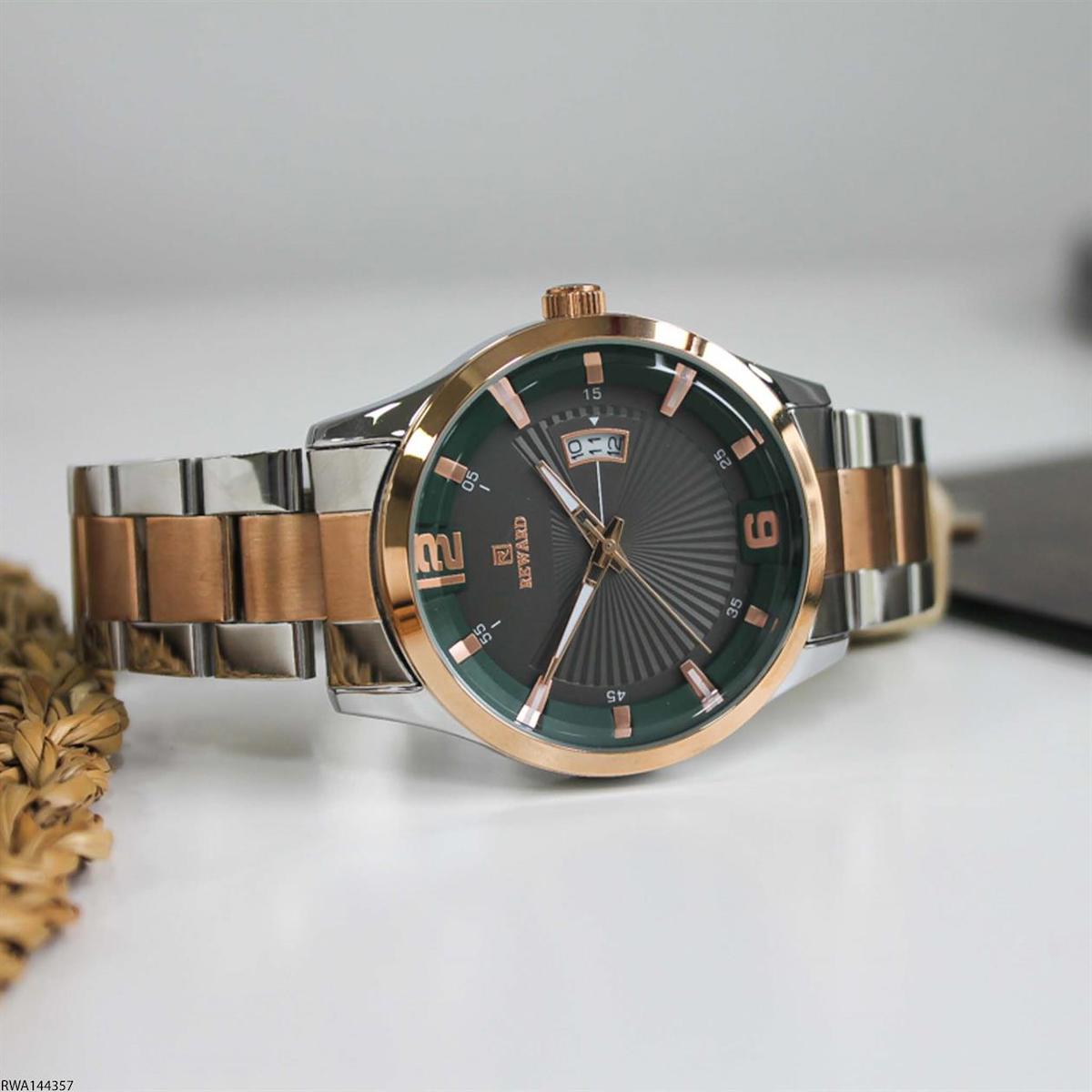 Reward RWA144357 Takvimli 44 mm Gri-Rose Gold Çelik Kordon Analog Erkek Kol Saati