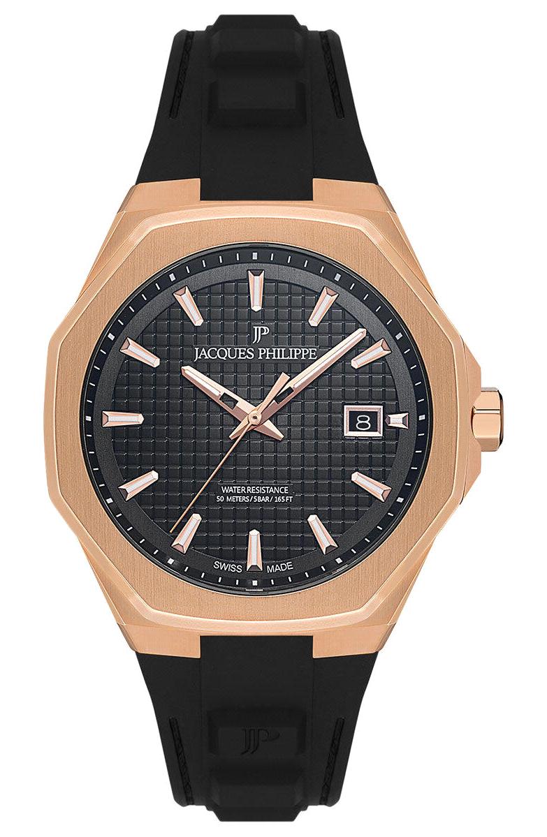 Jacques Philippe JPQGS383411 Takvimli Siyah Silikon Kordon Analog Erkek Kol Saati