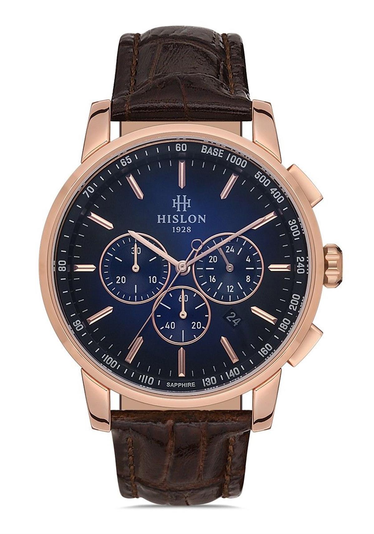 Hislon İSLON MS103R-11KR Pusulalı Takvimli 44 mm Kahverengi Çelik Kordon Analog Kol Saati