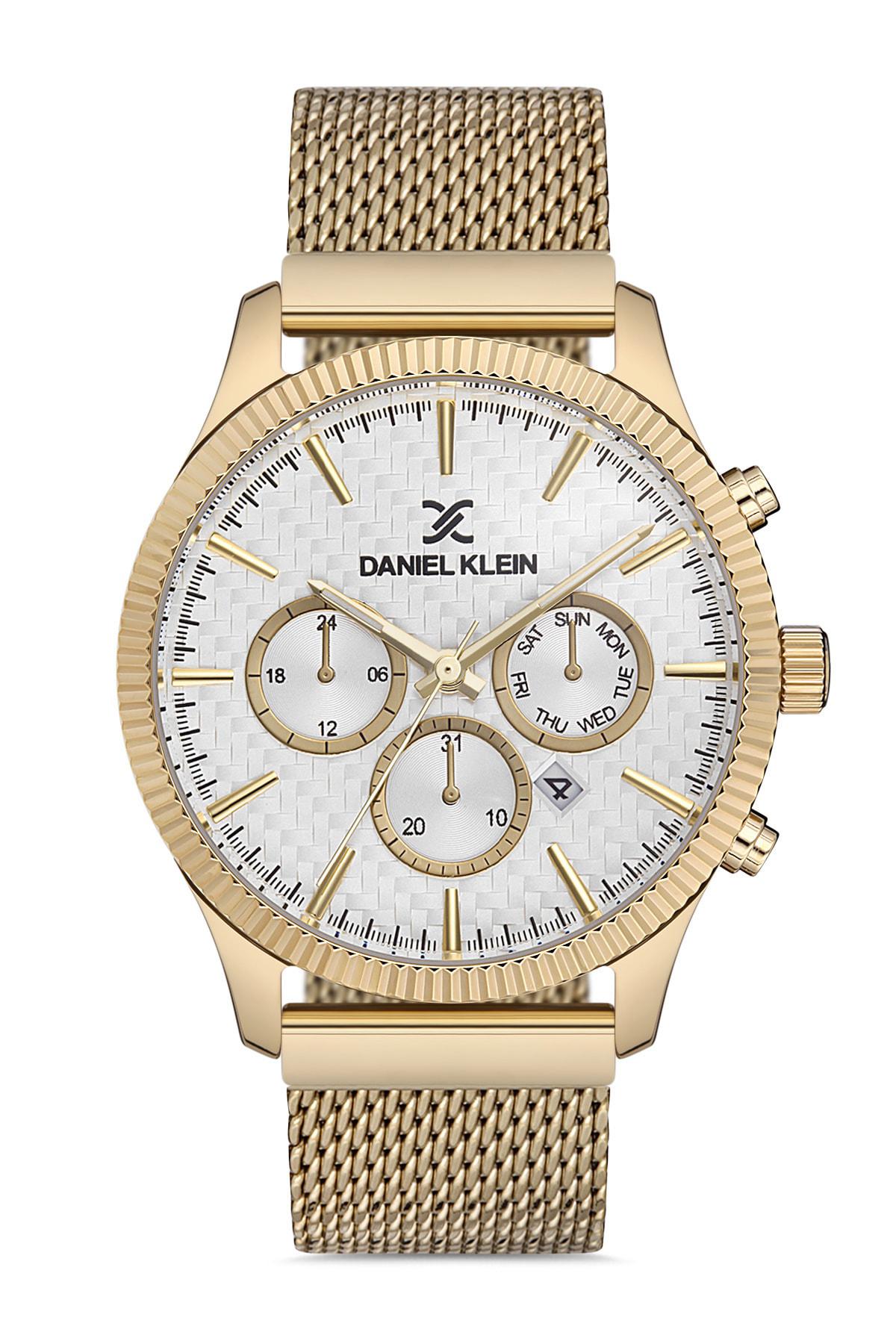 Daniel Klein DK013423D-04 Takvimli 45 mm Sarı Hasır Kordon Analog Erkek Kol Saati